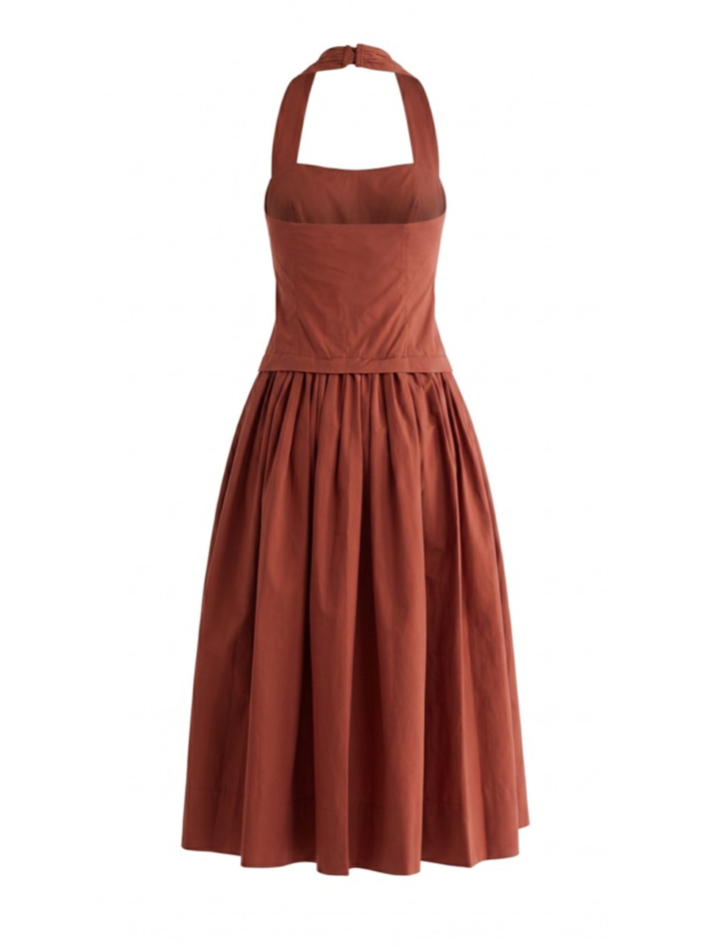 A.L.C. Nora Halter Cotton Midi Dress Dark Bosco Brown Size 8 NWT - Picture 5 of 10